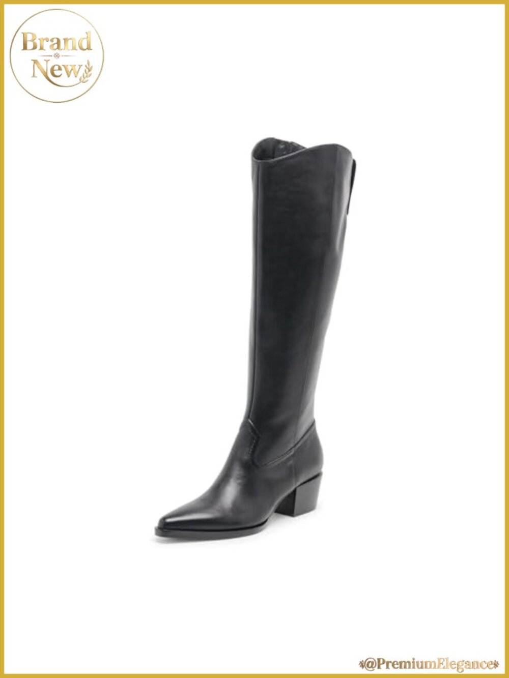Waterproof Knee High Block Heel Boots Recycled Leather Nylon Lined